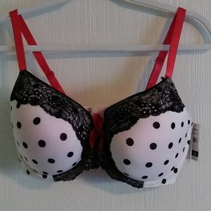 3/$20 NWT Polka Dot Bra w/ Lace Accents, Size 40D